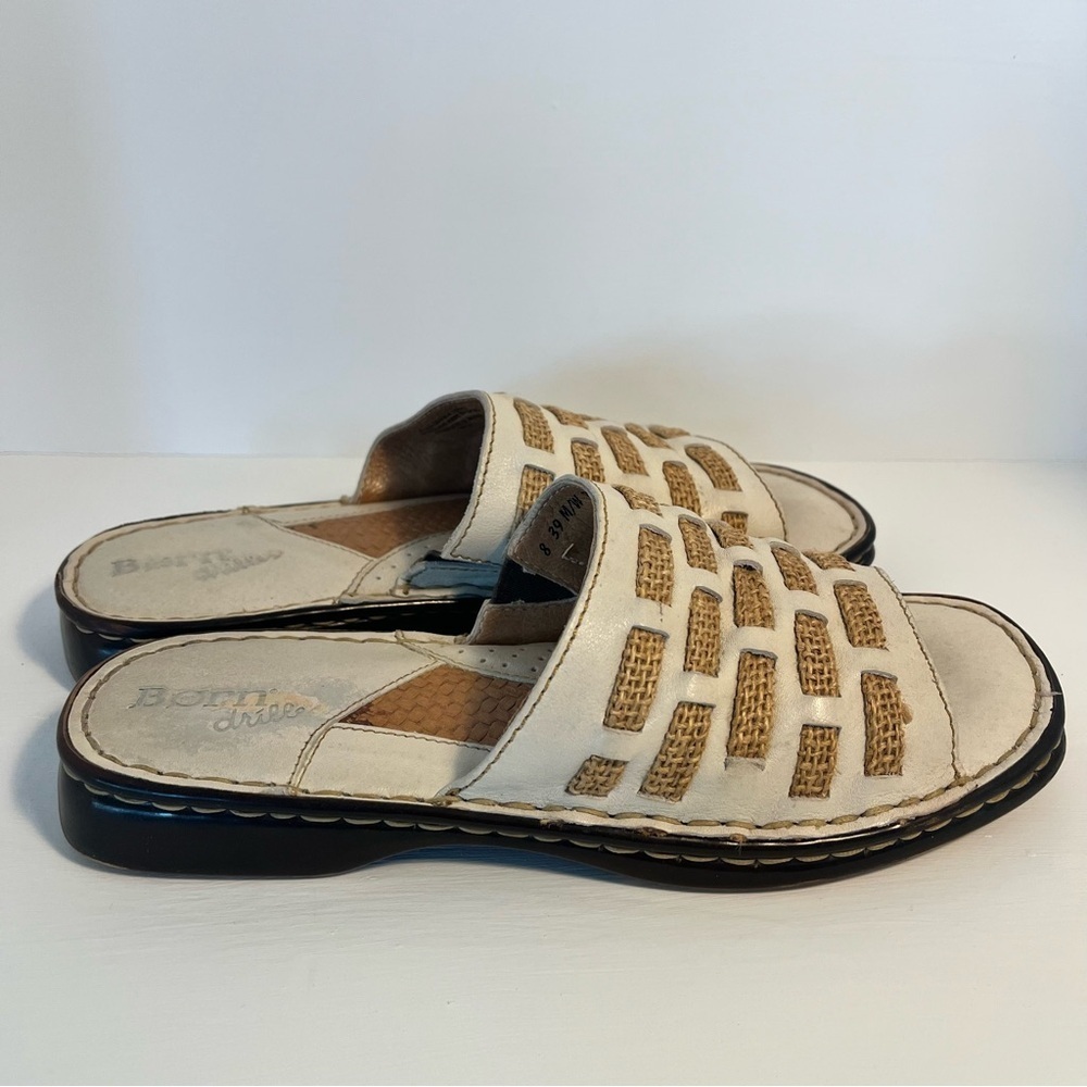 Born “drilles” Slip On Leather Sandals Size